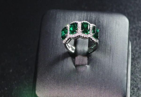 5x6mm elongate synthetic emerald 14k white gold engagement ring with melee moissanite stones paved around9543334, Silver
5x6mm elongate synthetic emerald 14k white gold engagement ring with melee moissanite stones paved around9543334, Silver