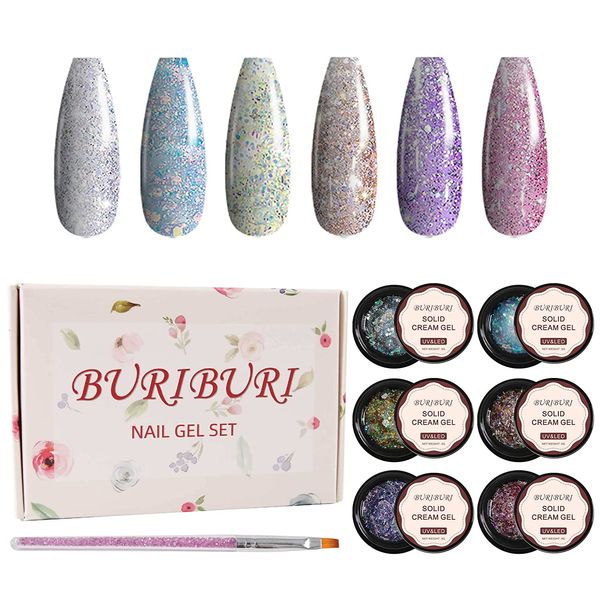 buriburi glitter solid cream gel nail polish 6 colors pudding nail polish removable palette need curing nail art diy salon kit, Red;pink
buriburi glitter solid cream gel nail polish 6 colors pudding nail polish removable palette need curing nail art diy salon kit, Red;pink