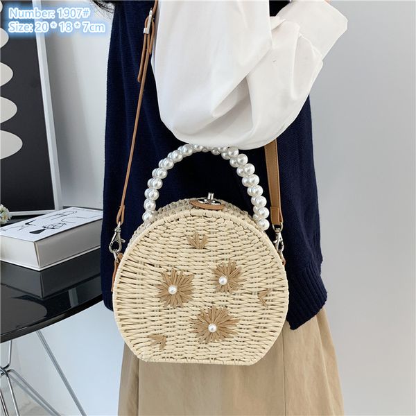 Fashionable womens shoulder bags 2 colors small and fresh finalize the design circular woven beach bag sweet beaded pearl handbag elegant embroidery handbags, Brown
Fashionable womens shoulder bags 2 colors small and fresh finalize the design circular woven beach bag sweet beaded pearl handbag elegant embroidery handbags, Brown