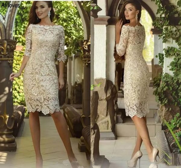elegant lace sheath mother of the bride dresses jewel neck half sleeves women knee length short prom party gowns wedding occasion midi dress, Black;red
elegant lace sheath mother of the bride dresses jewel neck half sleeves women knee length short prom party gowns wedding occasion midi dress, Black;red