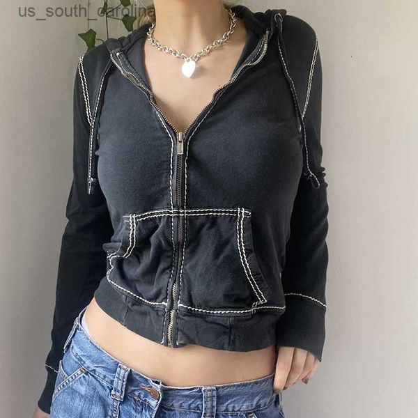 xingqing sewing thread coat 2000s aesthetic women long sleeve crop with pockets y2k grunge zipper hooded jacket streetwear l230522, White
xingqing sewing thread coat 2000s aesthetic women long sleeve crop with pockets y2k grunge zipper hooded jacket streetwear l230522, White