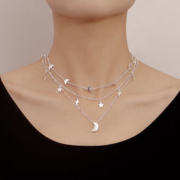 designer necklace star moon pendant double layer necklace creative retro simple alloy necklace necklace pendant for women girls fashion cute, Silver
designer necklace star moon pendant double layer necklace creative retro simple alloy necklace necklace pendant for women girls fashion cute, Silver