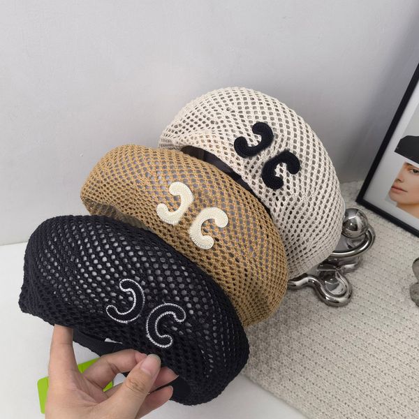 luxury designer beret hollow out knitted hat letter printing european american style travel sun fashion berets, Blue;gray
luxury designer beret hollow out knitted hat letter printing european american style travel sun fashion berets, Blue;gray