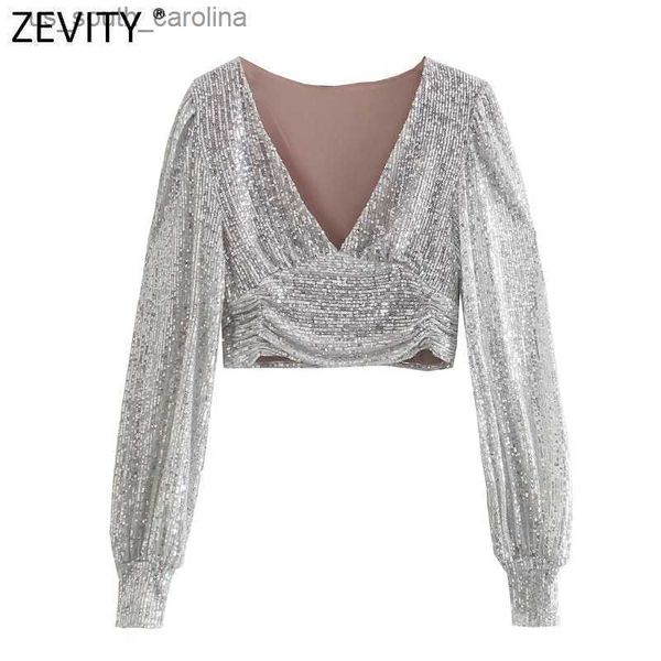 zevity women deep v neck short sequined smock blouse lady chic pleats puff sleeve party wear crop shirts blusas ls9954 l230522, White
zevity women deep v neck short sequined smock blouse lady chic pleats puff sleeve party wear crop shirts blusas ls9954 l230522, White
