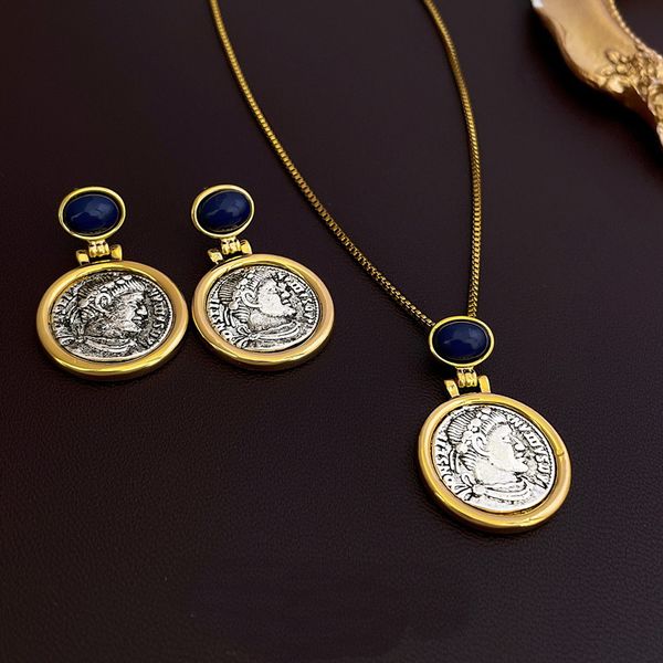 classic vintage french vintage necklace ancient coin inlaid with lapis lazuli figure necklace earrings luxury jewelry e4002, Golden;silver
classic vintage french vintage necklace ancient coin inlaid with lapis lazuli figure necklace earrings luxury jewelry e4002, Golden;silver