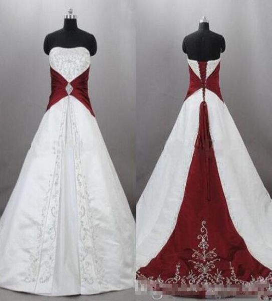 2020 new strapless satin embroidery red and white wedding dresses zuhair murad lace up with sweep train bridal wedding gowns custo8481616
2020 new strapless satin embroidery red and white wedding dresses zuhair murad lace up with sweep train bridal wedding gowns custo8481616