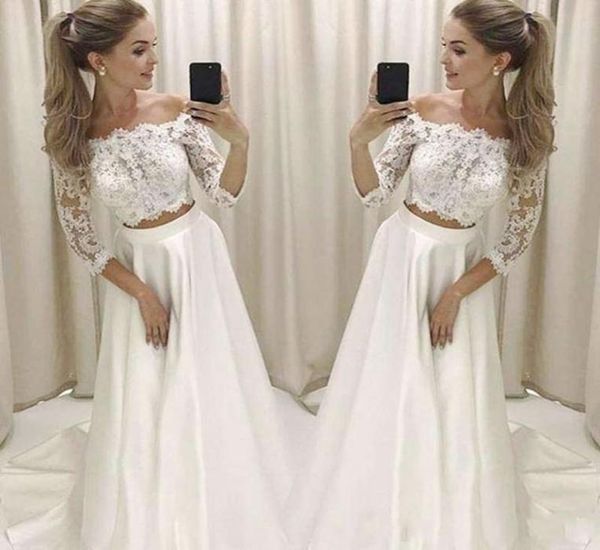 two piece wedding dresses with 34 long sleeve off the shoulder beach wedding dress a line lace floor length bridal gown6644517, White
two piece wedding dresses with 34 long sleeve off the shoulder beach wedding dress a line lace floor length bridal gown6644517, White