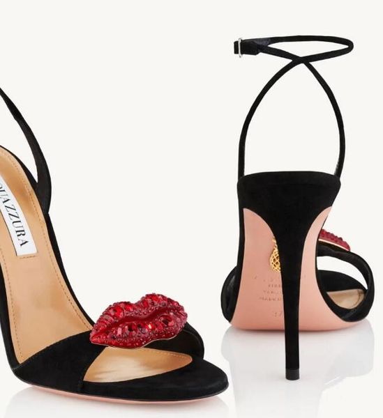 famous aquazzura kiss me sandals shoes women crystal-embellished lip-shaped ankle strappy high heels gladiator sandalias lady party bridal l, Black
famous aquazzura kiss me sandals shoes women crystal-embellished lip-shaped ankle strappy high heels gladiator sandalias lady party bridal l, Black