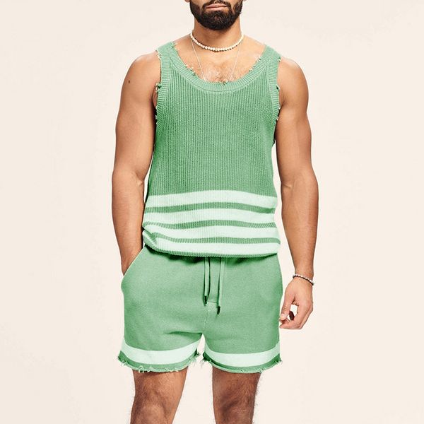 men's suits blazers retro knitted set men's two piece street clothing summer fashion tear knitted tank and shorts set men's c, White;black
men's suits blazers retro knitted set men's two piece street clothing summer fashion tear knitted tank and shorts set men's c, White;black