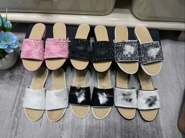 2023 new style designer slippers fashion women plaid tweed sandals letter flats slip on beach mule embroidery ccity slide lady girls macaron, Black
2023 new style designer slippers fashion women plaid tweed sandals letter flats slip on beach mule embroidery ccity slide lady girls macaron, Black