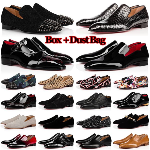 luxury designer red bottoms men dress shoes christians loafers sneakers suede patent leather rivets slip on mens business party sneaker wedd, Black
luxury designer red bottoms men dress shoes christians loafers sneakers suede patent leather rivets slip on mens business party sneaker wedd, Black