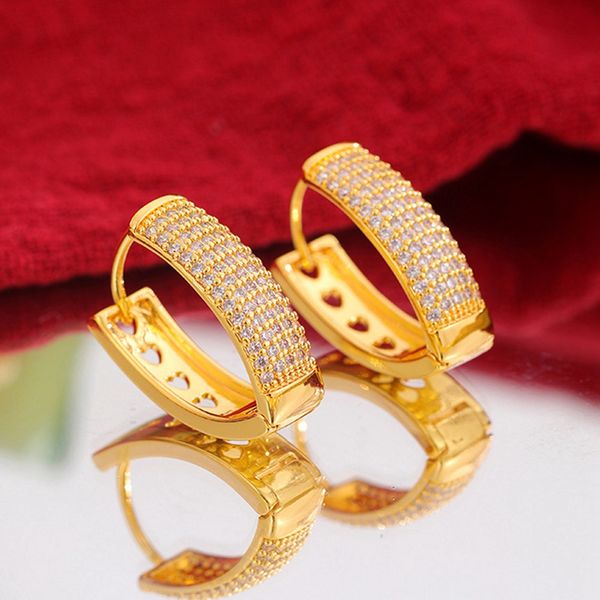 women hoop earrings v-shaped tiny crystal inlaid real 18k gold color fashion girls lady huggie earrings gift, Golden;silver
women hoop earrings v-shaped tiny crystal inlaid real 18k gold color fashion girls lady huggie earrings gift, Golden;silver