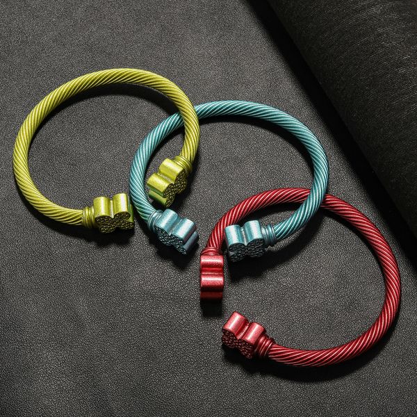 fashion painted steel wire rope colorful clover enamel bangle bracelet cable wire bracelet designer brand jewelry, Black
fashion painted steel wire rope colorful clover enamel bangle bracelet cable wire bracelet designer brand jewelry, Black