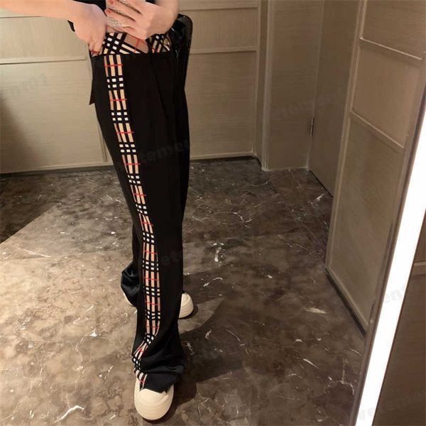 women pants side webbing stitching plaid slim casual pants classic design straight-legged pant fashion simple style designer woman clothing, Black;white
women pants side webbing stitching plaid slim casual pants classic design straight-legged pant fashion simple style designer woman clothing, Black;white