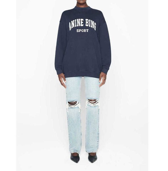 anine bing women designer sweatshirt classic pullover letter embroidery fleece loose crew neck sweater fallow, Black
anine bing women designer sweatshirt classic pullover letter embroidery fleece loose crew neck sweater fallow, Black