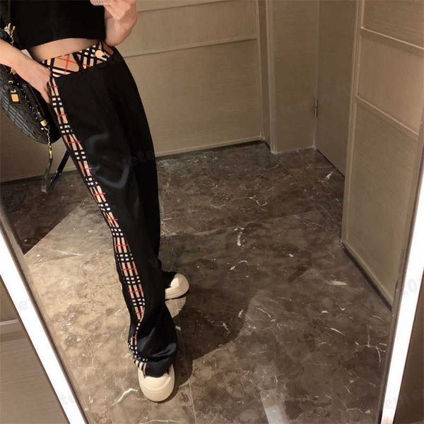 women pants side webbing stitching plaid slim casual pants classic design straight-legged pant fashion simple style designer woman clothing, Black;white
women pants side webbing stitching plaid slim casual pants classic design straight-legged pant fashion simple style designer woman clothing, Black;white