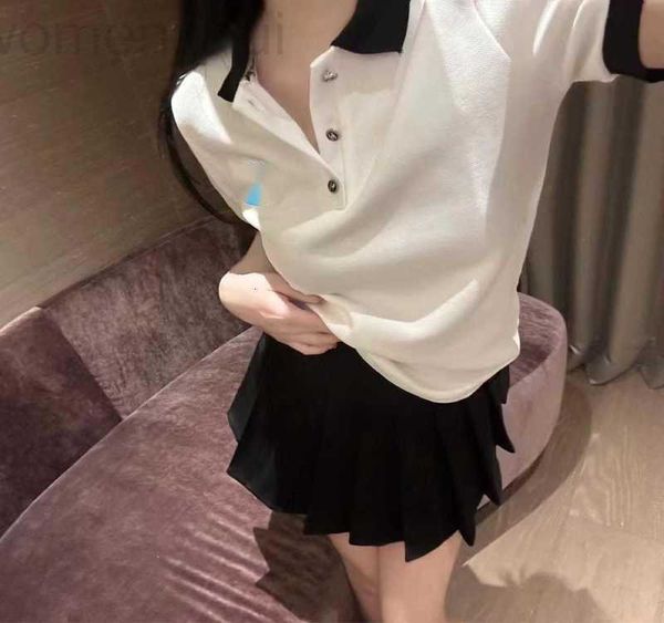 women's polos designer spring/summer 2023 new custom small fragrant shoulder button embroidery patch letter double round neck short sle, White
women's polos designer spring/summer 2023 new custom small fragrant shoulder button embroidery patch letter double round neck short sle, White