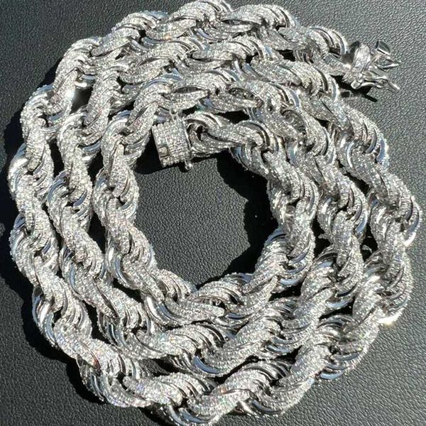 custom hip hop iced silver 925 9mm thickness twisted moissanite rope chain for men
custom hip hop iced silver 925 9mm thickness twisted moissanite rope chain for men