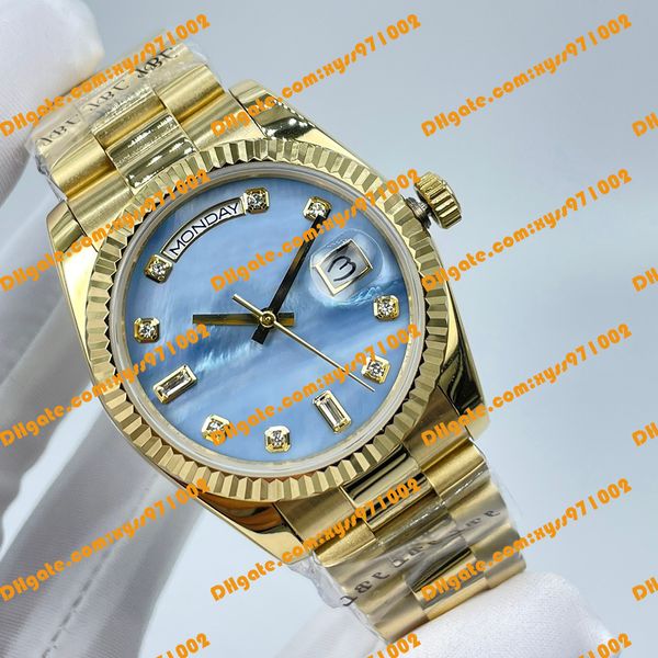 2 model fashion watch 36mm 128238 118238 gold watch blue mother of pearl dial luxury diamond band 2813 movement automatic mechanical men, Slivery;brown
2 model fashion watch 36mm 128238 118238 gold watch blue mother of pearl dial luxury diamond band 2813 movement automatic mechanical men, Slivery;brown