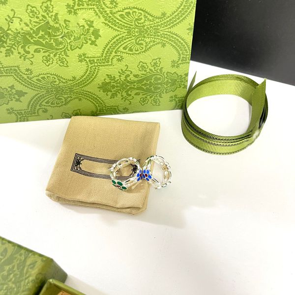2023 fashion new designer ring interlocking style clasp green enamel flower boat anchor chain style ring colored enamel flower no box, Silver
2023 fashion new designer ring interlocking style clasp green enamel flower boat anchor chain style ring colored enamel flower no box, Silver