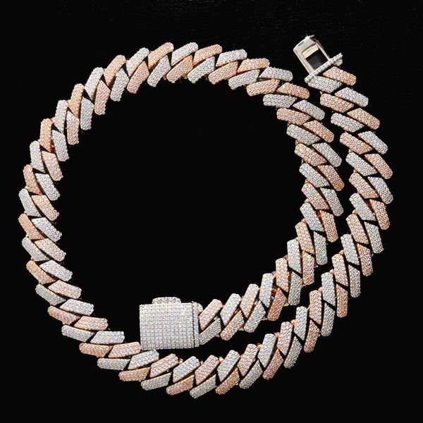 hip hop chunky mens cuban necklace 18k gold plated iced out cz two-tone 20mm prong cuban link chain, Silver
hip hop chunky mens cuban necklace 18k gold plated iced out cz two-tone 20mm prong cuban link chain, Silver