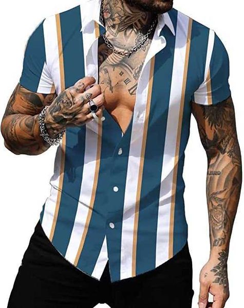 short sleeve men's party button down shirts casual business striped printed shirts pif, White;black
short sleeve men's party button down shirts casual business striped printed shirts pif, White;black