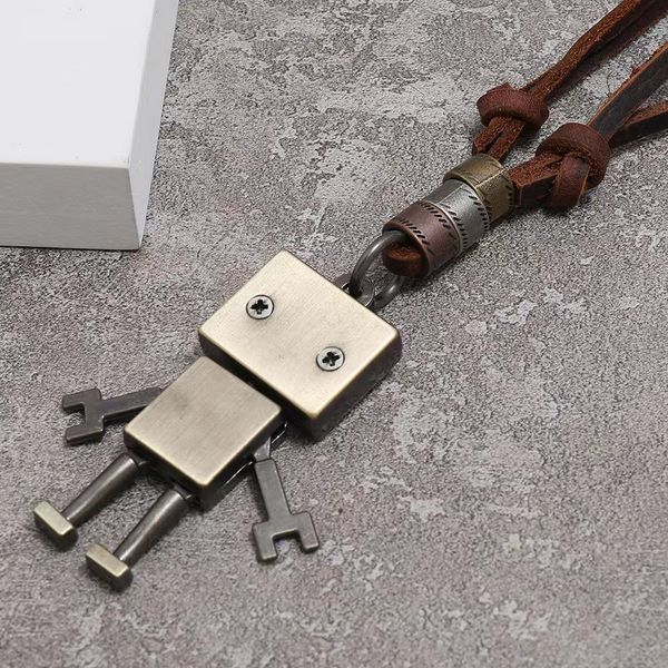 vintage mobile robot cowhide necklace designer weaves long pendant sweater chain, Black
vintage mobile robot cowhide necklace designer weaves long pendant sweater chain, Black