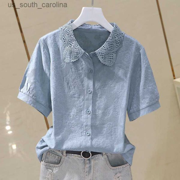 retro lace stitching shirt simple versatile short sleeve cotton ladies summer short sleeve single breasted solid color shirt l230522, White
retro lace stitching shirt simple versatile short sleeve cotton ladies summer short sleeve single breasted solid color shirt l230522, White