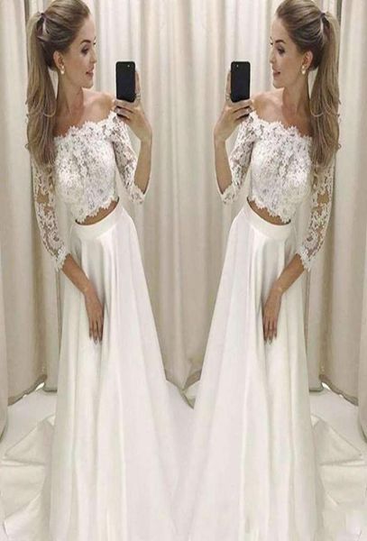 two piece wedding dresses with 34 long sleeve off the shoulder beach wedding dress a line lace floor length bridal gown4497395, White
two piece wedding dresses with 34 long sleeve off the shoulder beach wedding dress a line lace floor length bridal gown4497395, White