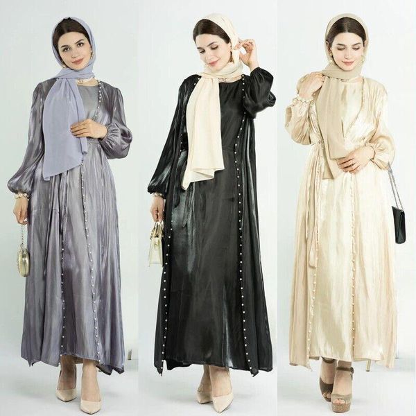 dress fashion satin sleeveless dress and cardigan abaya 2 piece sets elegant dubai women party loose robe kaftan suit, White
dress fashion satin sleeveless dress and cardigan abaya 2 piece sets elegant dubai women party loose robe kaftan suit, White