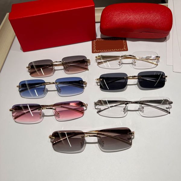 

retro sunglass designer fashion sunglasses for women men frameless classic brand sun glass goggle adumbral 7 color option eyeglasses outdoor, White;black