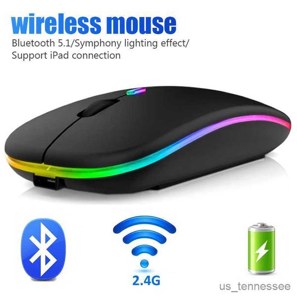 Image of Mice Mice Wireless Mouse RGB Rechargeable Bluetooth Mouse Ergonomic Mouse USB Optical Mice For PC laptop Computer