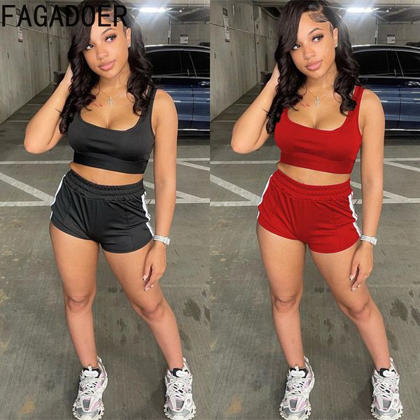 two piece dress fagadoer casual side stripe decal shorts two piece set for women's sleeveless crop short sleeve athletic wear summer 2, White
two piece dress fagadoer casual side stripe decal shorts two piece set for women's sleeveless crop short sleeve athletic wear summer 2, White