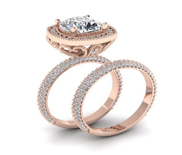 2pcsset exquisite 18k rose gold white sapphire diamond ring anniversary proposal jewelry women engagement wedding band ring size 7059477, Silver
2pcsset exquisite 18k rose gold white sapphire diamond ring anniversary proposal jewelry women engagement wedding band ring size 7059477, Silver