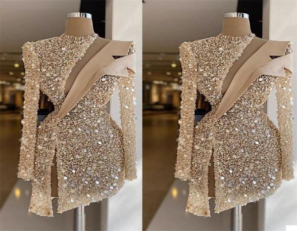 champagne evening dresses luxury sequins beads high neck long sleeves prom dress formal party gowns custom made knee length robe d3709752, Black;red
champagne evening dresses luxury sequins beads high neck long sleeves prom dress formal party gowns custom made knee length robe d3709752, Black;red