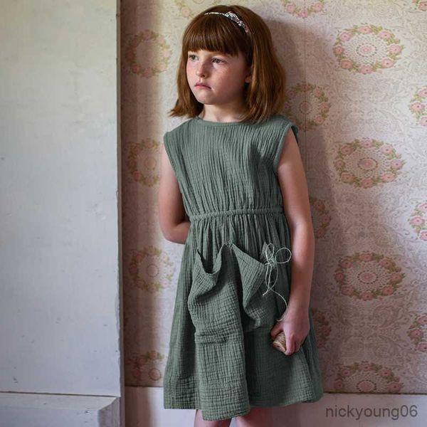 girl's dresses cotton double gauze retro girls sleeveless dress with pockets new baby girl casual holiday summer tz146 r230607, Red;yellow
girl's dresses cotton double gauze retro girls sleeveless dress with pockets new baby girl casual holiday summer tz146 r230607, Red;yellow