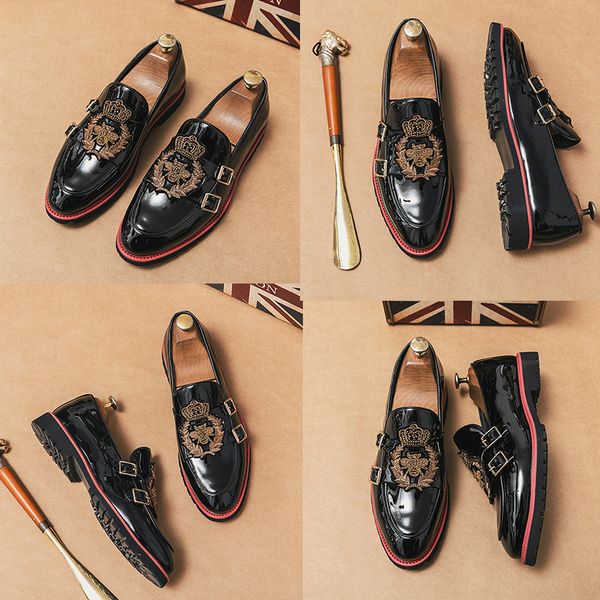 glossy loafers fashion head daily party pointed leather shoes crown bee embroidery double buckle trend gentleman business shoes size 38-48, Black
glossy loafers fashion head daily party pointed leather shoes crown bee embroidery double buckle trend gentleman business shoes size 38-48, Black