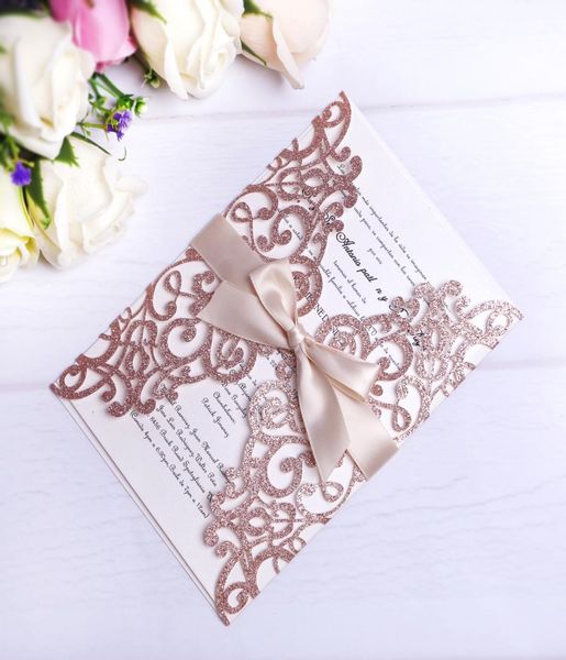 rose gold glitter laser cut invitations cards with beige ribbons for wedding bridal shower engagement birthday graduation3825202, Black
rose gold glitter laser cut invitations cards with beige ribbons for wedding bridal shower engagement birthday graduation3825202, Black
