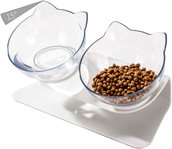 Double Elevated Cat Bowls with Raised Stand, 15 Tilted cat Bowl Design Neck Guard Stand Raised Pet Food Water Feeder Bowl for Cats or Small Dogs
Double Elevated Cat Bowls with Raised Stand, 15 Tilted cat Bowl Design Neck Guard Stand Raised Pet Food Water Feeder Bowl for Cats or Small Dogs