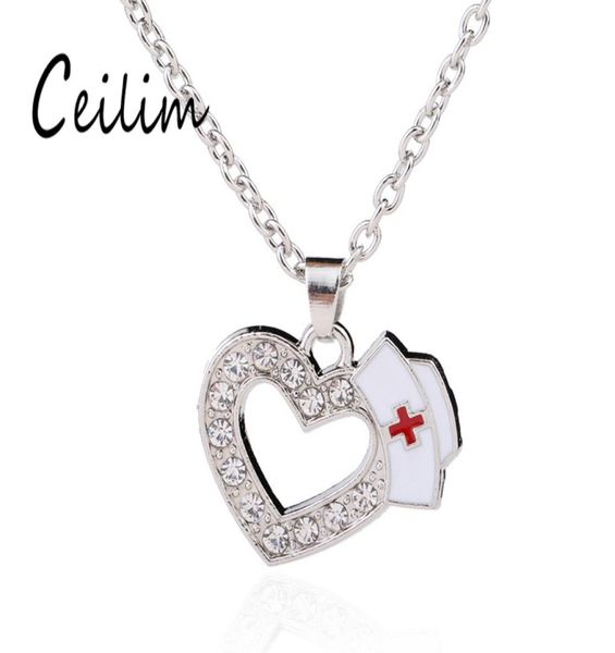 new fashion medical jewelry nurse cap charms crystal love heart pendant necklaces white enamel red cross sign medicine school stud7341071, Silver
new fashion medical jewelry nurse cap charms crystal love heart pendant necklaces white enamel red cross sign medicine school stud7341071, Silver