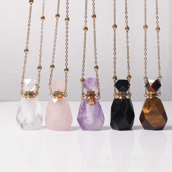 natural crystal perfume bottle necklace perfume essential oil bottle necklace women's new crystal pendant hollow bottle for girlfriend, Black
natural crystal perfume bottle necklace perfume essential oil bottle necklace women's new crystal pendant hollow bottle for girlfriend, Black