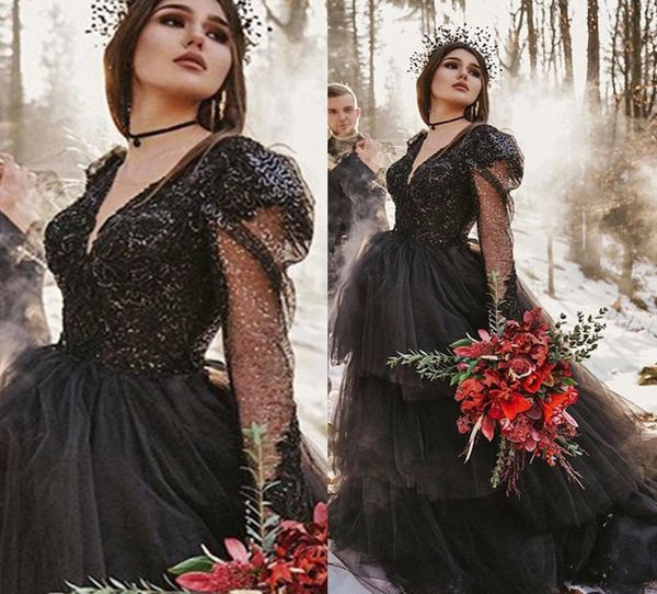 gothic black a line wedding dress tiered tulle skirt long sleeve v neck vintage bridal gowns sequins lace appliques bride country 5298443, White
gothic black a line wedding dress tiered tulle skirt long sleeve v neck vintage bridal gowns sequins lace appliques bride country 5298443, White
