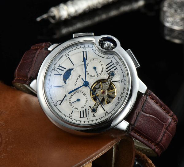 2023 mens womens watches fashion tank tourbillon mechanical automatic luxury watch leather strap diamond daydate moon phase movement, Slivery;brown
2023 mens womens watches fashion tank tourbillon mechanical automatic luxury watch leather strap diamond daydate moon phase movement, Slivery;brown