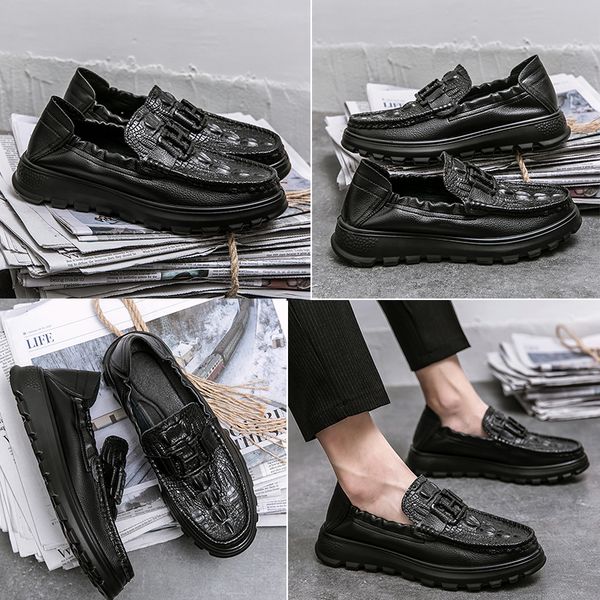 luxury brands leather loafers shoes metal buckle decorative crocodile leather shoes flat bottomed round head classic business casual shoes, Black
luxury brands leather loafers shoes metal buckle decorative crocodile leather shoes flat bottomed round head classic business casual shoes, Black