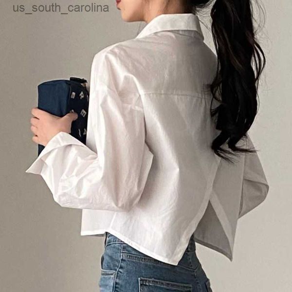 back split loose lapel short long sleeved blouse blusas mujer casual white shirt women roupas femininas wild ol shirts l230522
back split loose lapel short long sleeved blouse blusas mujer casual white shirt women roupas femininas wild ol shirts l230522