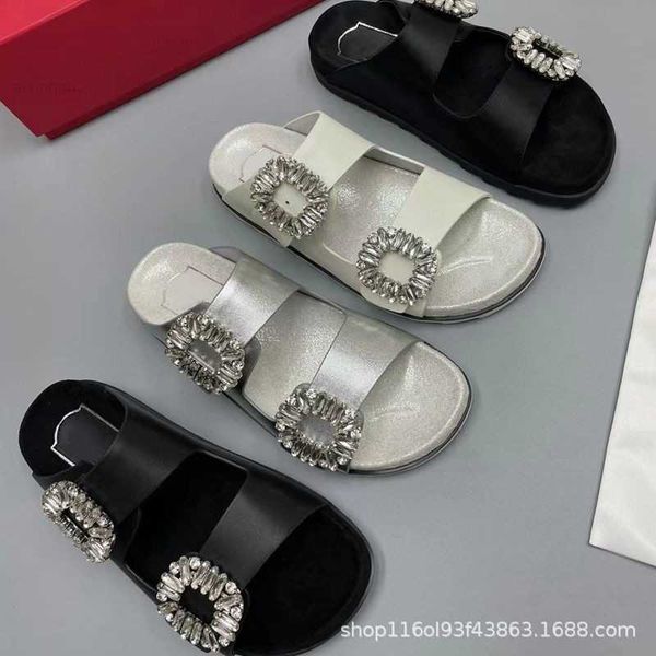 high end version of rv women's shoes with square buckle rhinestone exposed toe summer wear sandals leather flat bottomed one word slipp, Black
high end version of rv women's shoes with square buckle rhinestone exposed toe summer wear sandals leather flat bottomed one word slipp, Black