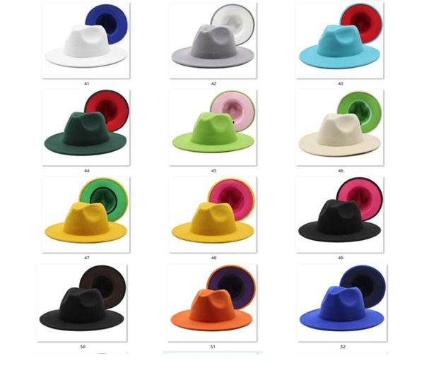 13 colors ins fake wool felt fedora hat 2 tone different color brim jazz caps for women men9277638, Yellow
13 colors ins fake wool felt fedora hat 2 tone different color brim jazz caps for women men9277638, Yellow