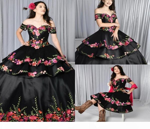 2021 black quinceanera dresses charro detachable skirt floral embroidered off the shoulder sweet 16 dress mexican theme plus size 1573568, Blue;red
2021 black quinceanera dresses charro detachable skirt floral embroidered off the shoulder sweet 16 dress mexican theme plus size 1573568, Blue;red