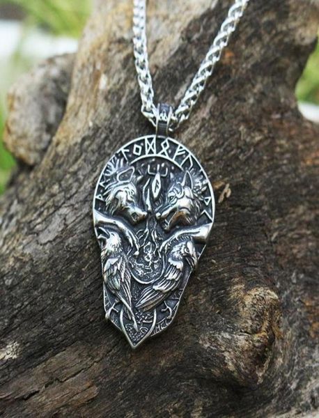 1pcs stainless steel two raven sigil pendant two wolves tree of life and norse vegvisir jewelry viking men necklace4459961, Silver
1pcs stainless steel two raven sigil pendant two wolves tree of life and norse vegvisir jewelry viking men necklace4459961, Silver