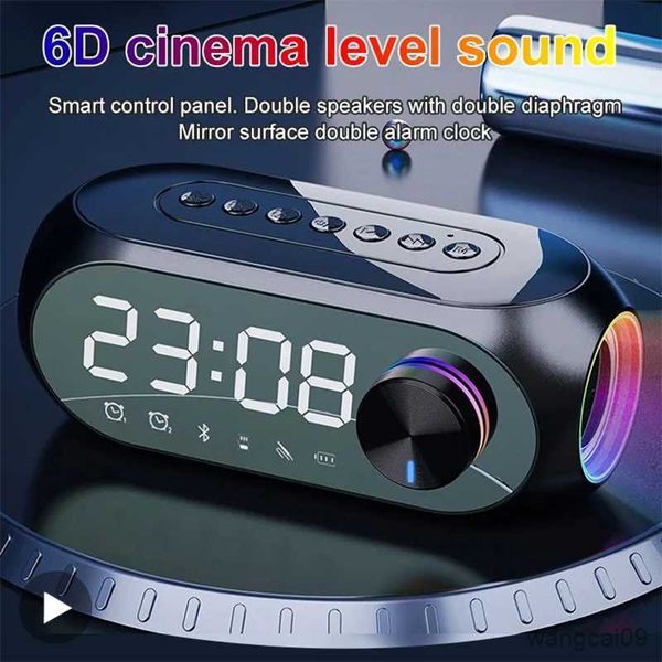 Image of Portable Speakers Alarm Clock Radio Bluetooth Speaker Portable Subwoofer Sound Music Wireless Woofers Lamp Column R230608